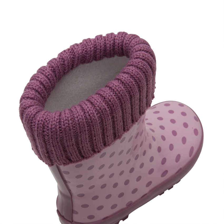 Bottes de pluie en caoutchouc avec col en tricot rose et intérieur fourré du 24 au 29 
