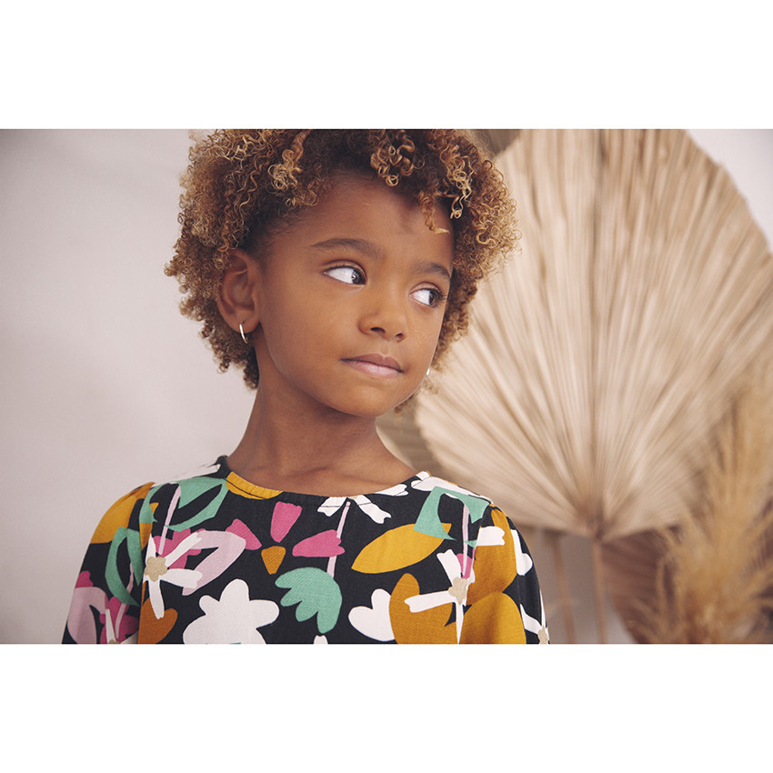 Robe manches longues imprimée fleurs pour enfant fille 