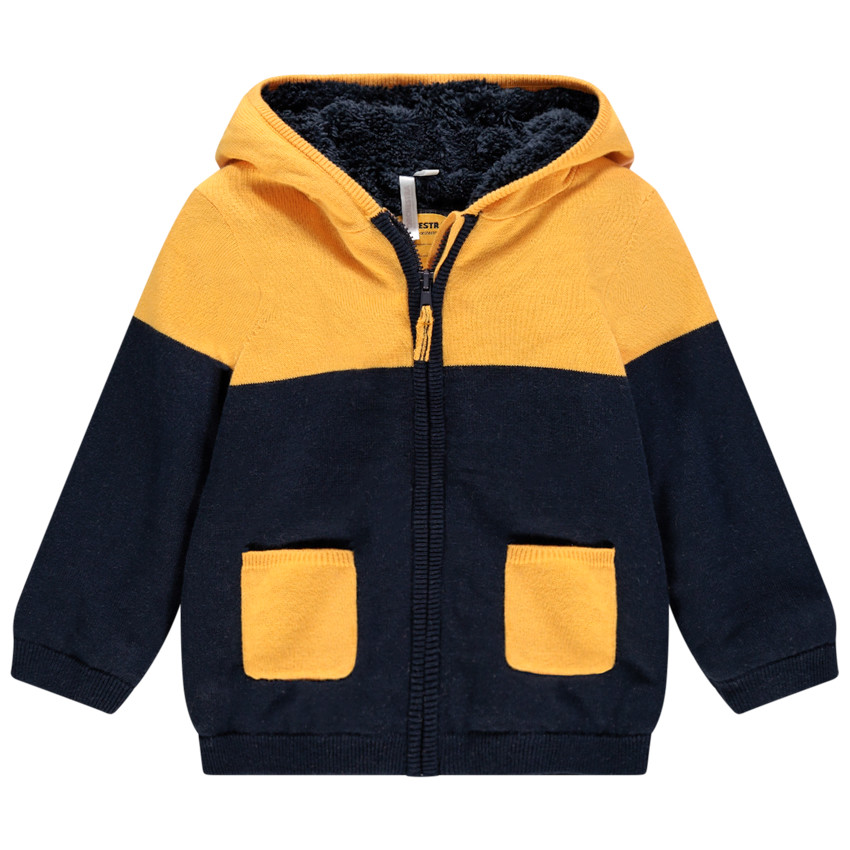 Veste à capuche en tricot doublée sherpa pour bébé garçon 