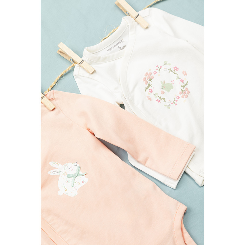 Lot de 5 bodies manches longues imprimé lapin 