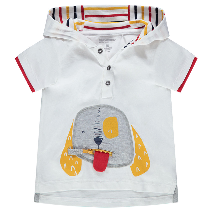 Tee-shirt manches courtes à capuche avec zip 