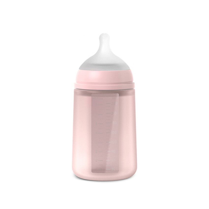 Biberon en silicone Colour Essence 240 ml rose clair 