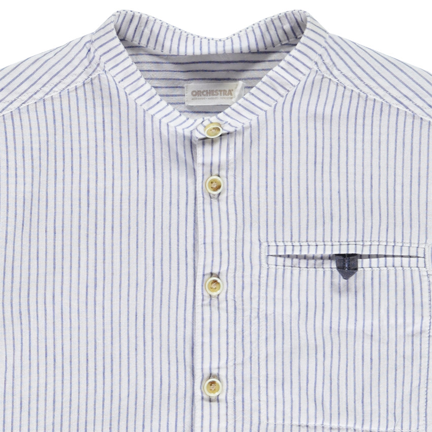 Chemise manches courtes rayée à col mao pour garçon 