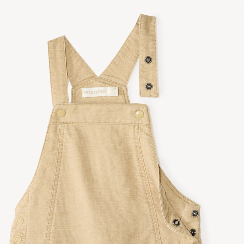 Salopette courte en toile uni pour bébé garçon  