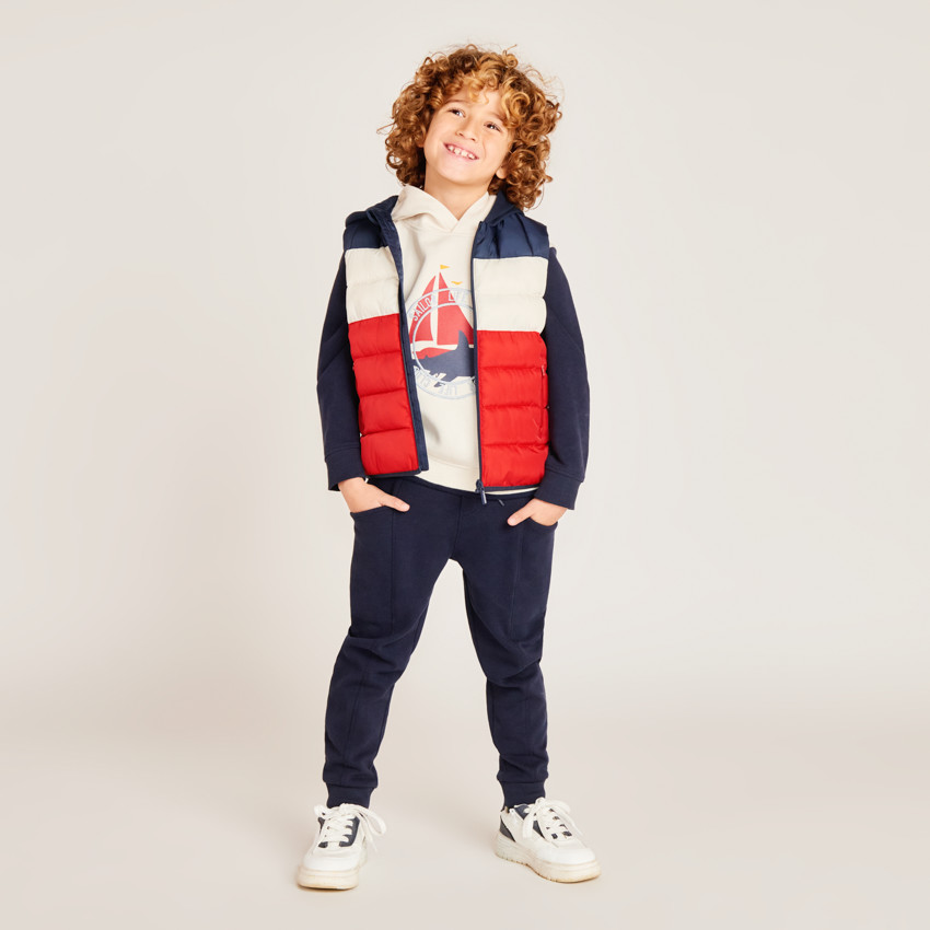 Doudoune sans manches à capuche effet color block pour garçon 