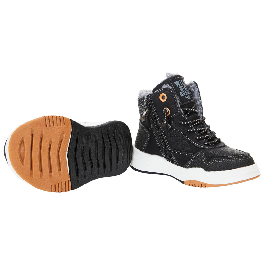 Bottillons fourrés à lacets élastiqués et zip pour garçon 
