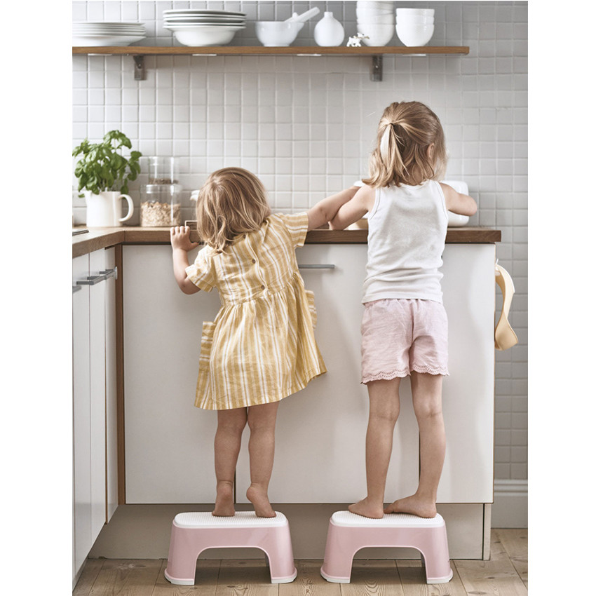 Marchepied - Rose pastel/Blanc 