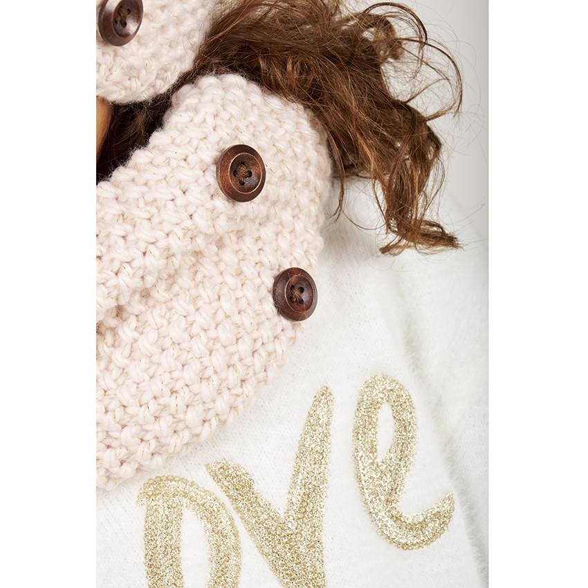 Ensemble bonnet et snood en tricot doublés sherpa pou enfant fille 