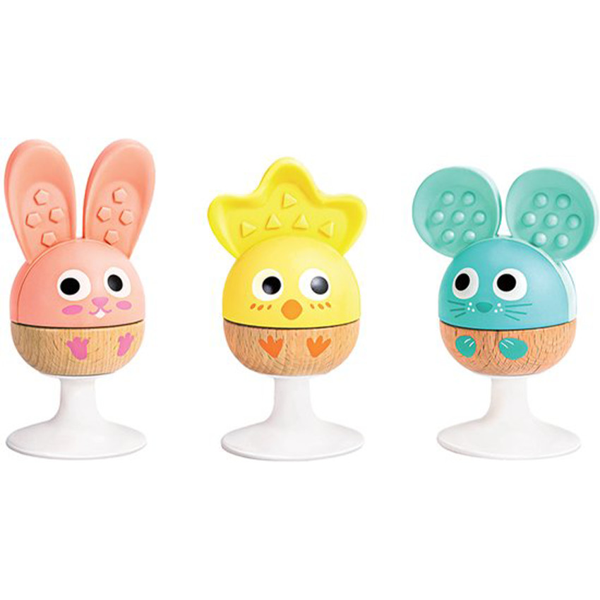 Ensemble hochet et anneau de dentition avec ventouse