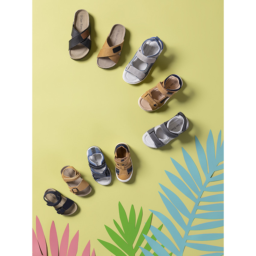 Sandales velcro à empiècements contrastés pour garçon 