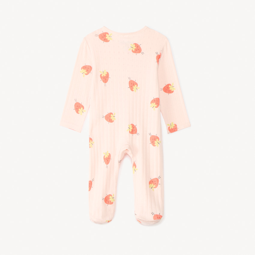 Dors-bien zippé à imprimé fraises + bavoir pour bébé fille 