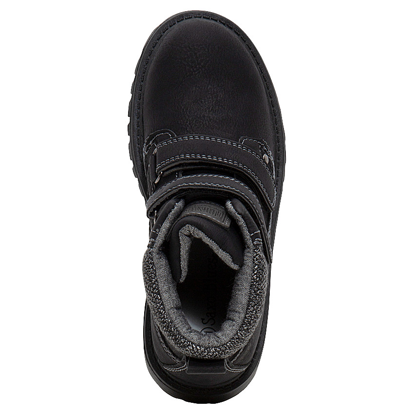 Bottillon effet cuir à scratchs avec col chiné 