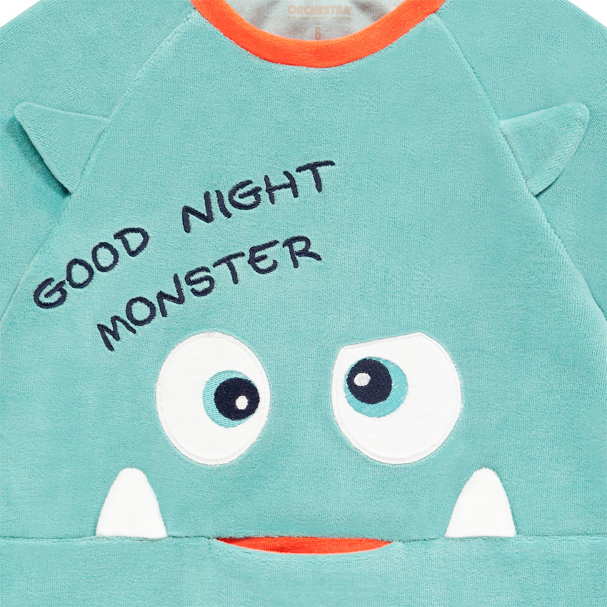 Pyjama en velours motif monstre en relief pour garçon 