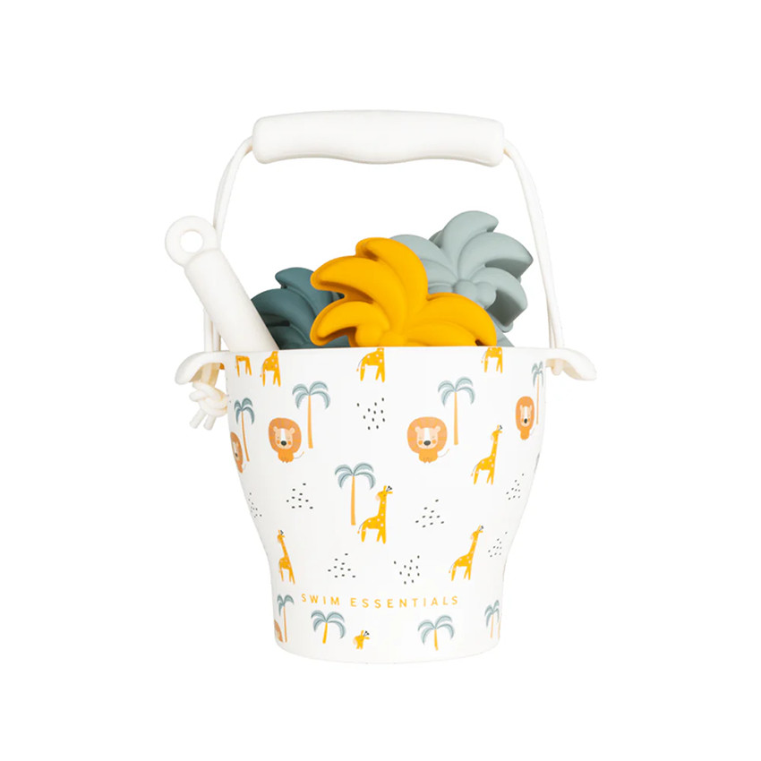 Set de plage seau + pelle + 3 moules - Jungle