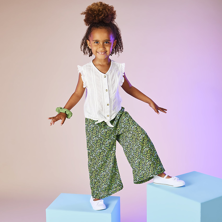 Chemisier manches courtes volantées à nouer pour fille 