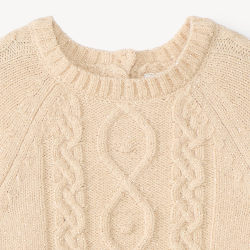 Pull poncho bébé fille tricot torsadé 