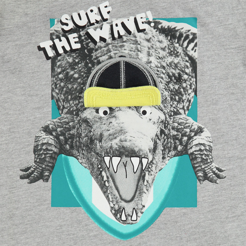 T-shirt manches courtes à capuche print crocodile  