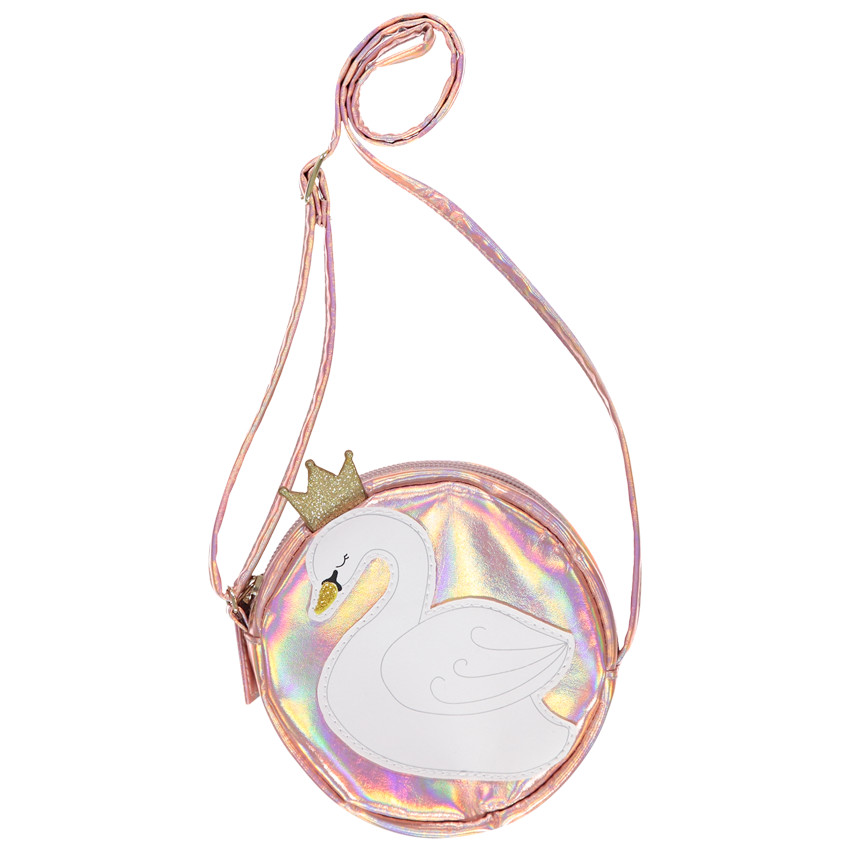 Sac bandoulière iridescent avec cygne patché 