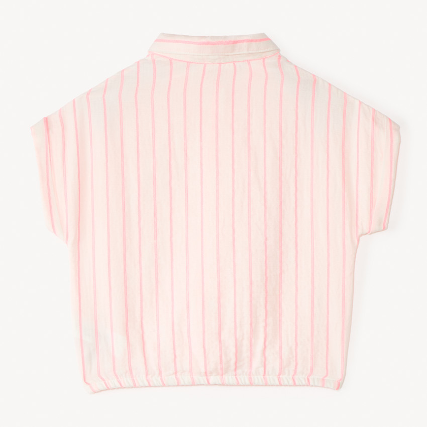 Chemise manches courtes en toile à rayures pour fille 