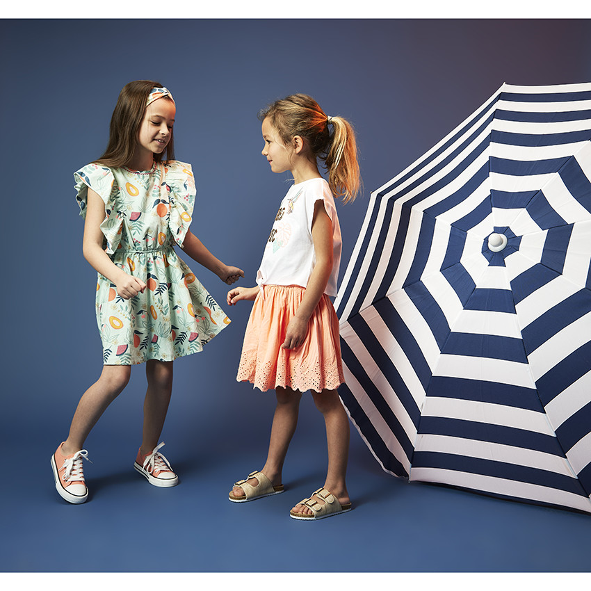Jupe courte patineuse avec broderie anglaise pour fille 