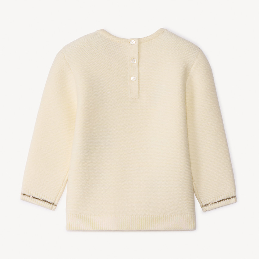 Pull tricot à patchs de Noël en feutrine pour bébé fille 