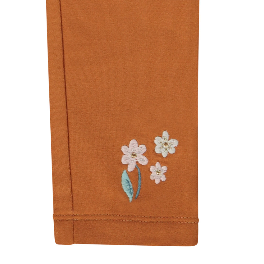 Caleçon long uni à broderies pour bébé fille 