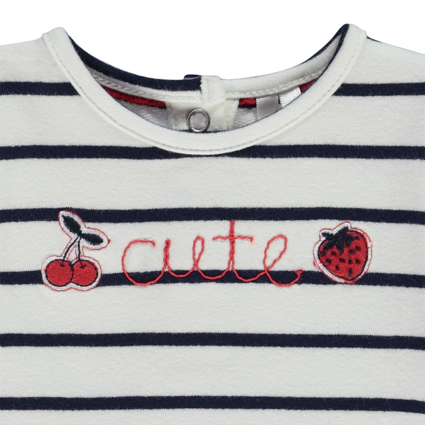 Robe manches longues 2 en 1 à rayures pour bébé fille 