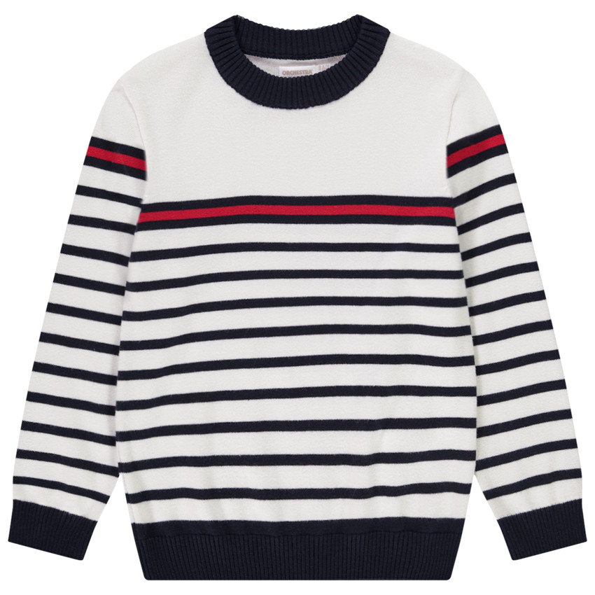 pull en tricot rayé esprit marinière pour garçon - bleu marine
