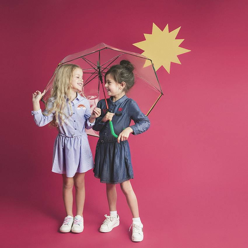 Robe chemise manches longues à rayures verticales all-over 