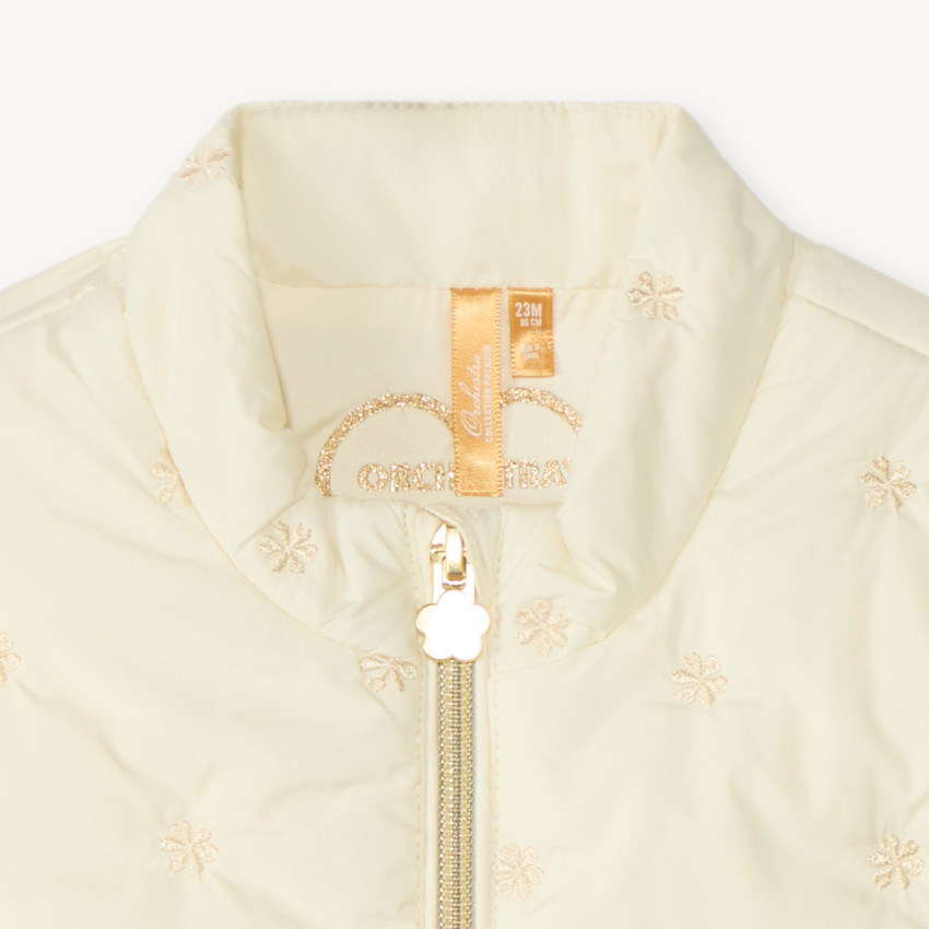 Doudoune sans manches à fleurs brodées pour bébé fille 