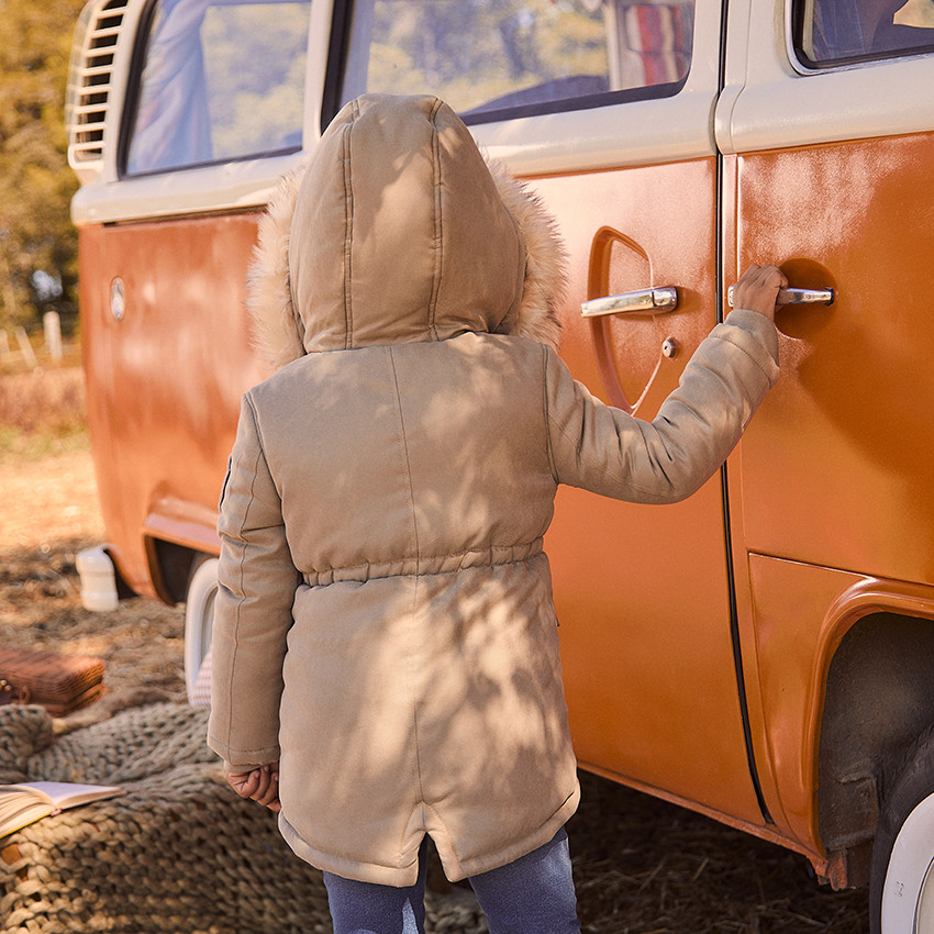 Parka déperlante à capuche effet fourrure pour fille 