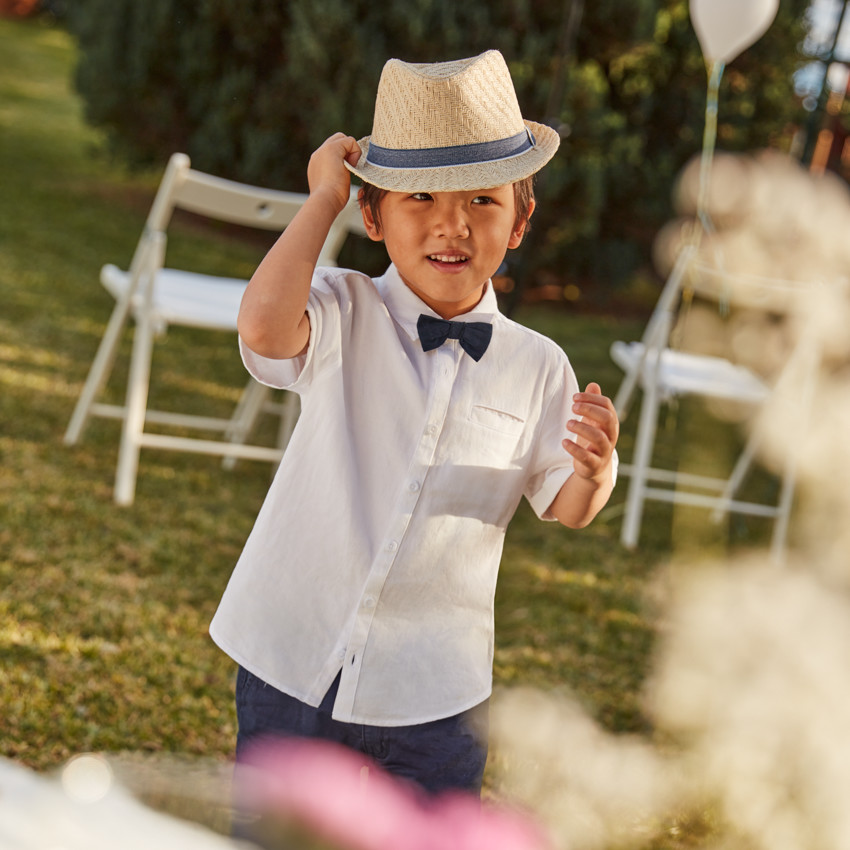 Chemise manches courtes de cérémonie + nœud papillon pour garçon 