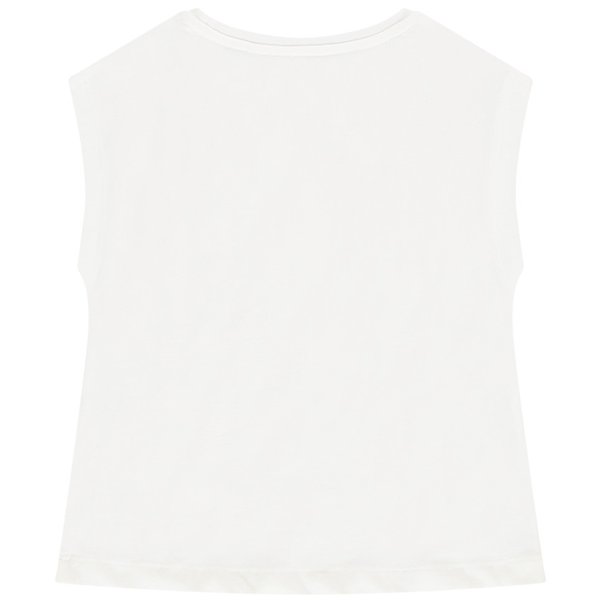 T-shirt manches courtes en coton print brillant pour fille 