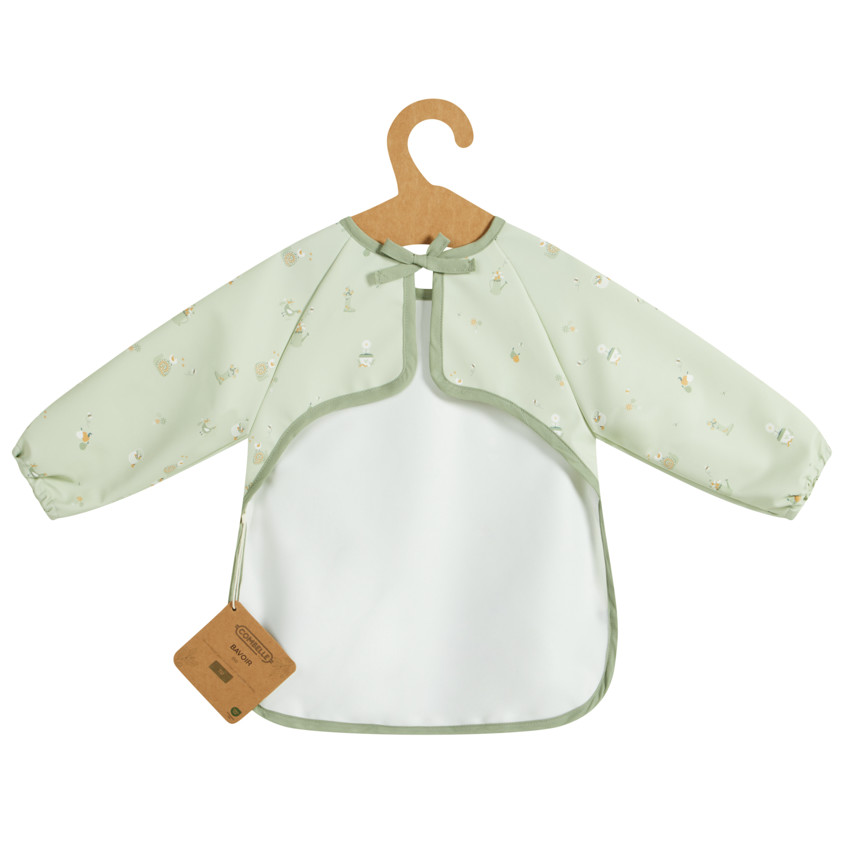 Bavoir tablier en gomme avec poche Promenade Bucolique vert clair 