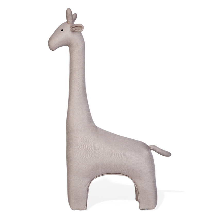 Grande peluche 131cm Girafe debout en lin beige 