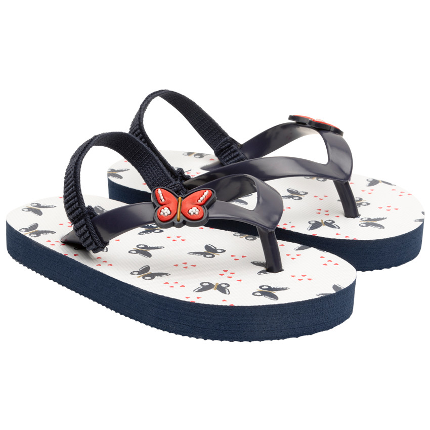 Tongs imprimé et badge papillons pour bébé fille 