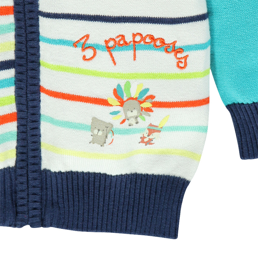 Gilet en tricto rayé avec animaux printés 