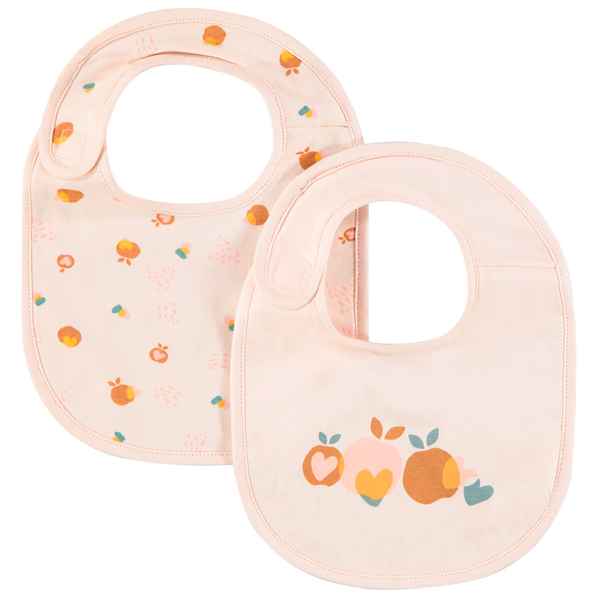 Lot de 2 bavoirs en coton pour bébé fille 