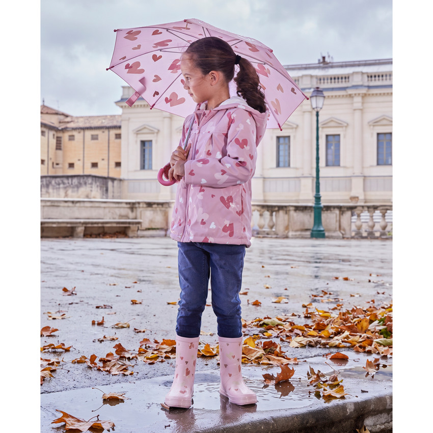 Parka de pluie fille à capuche et couleurs changeantes 