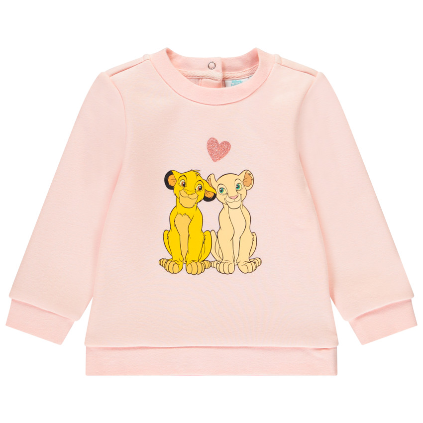 Sweat en molleton rose print Simba et Nala Roi Lion Disney 