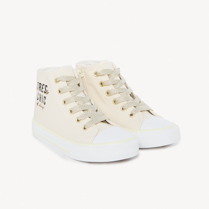 Baskets montantes en toile avec zip pour fille