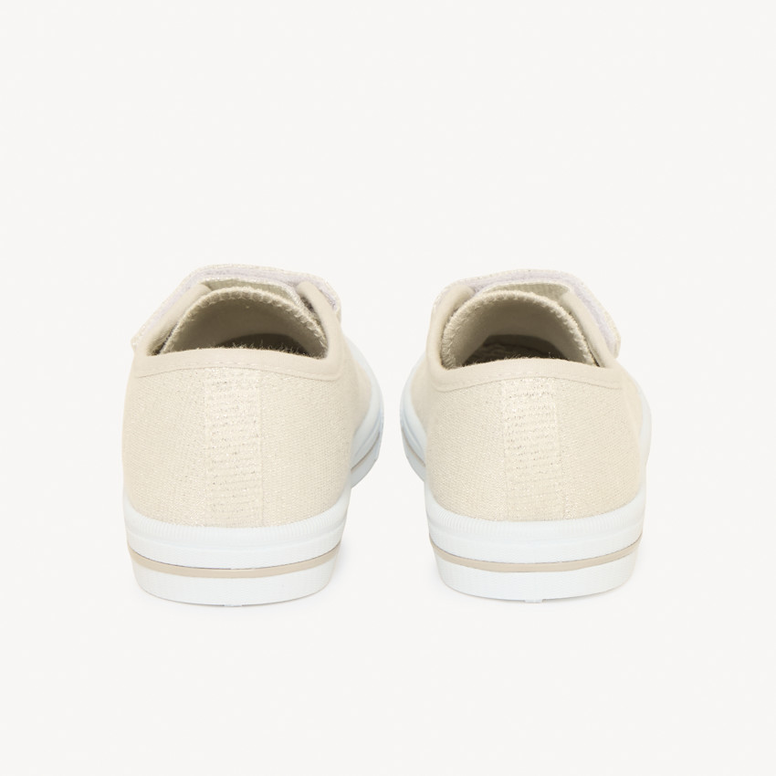 Baskets basses argentées à scratch et lacets pour fille 