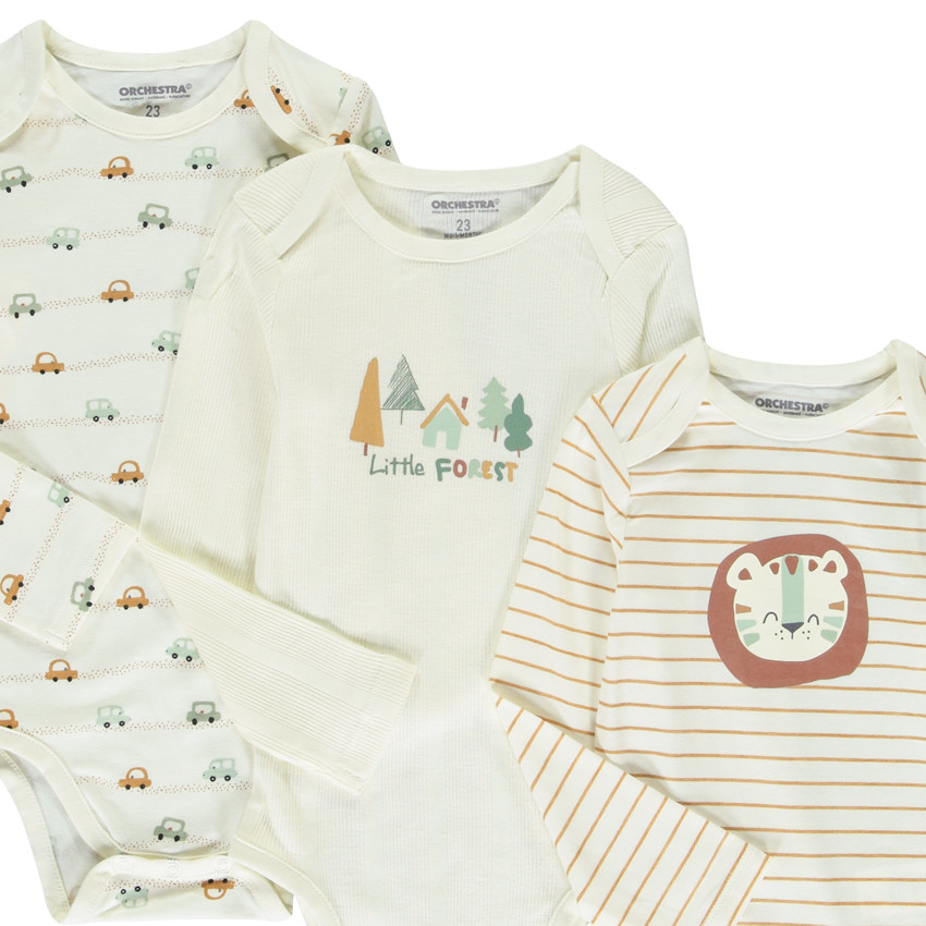 Lot de 7 bodies manches longues pour bébé garçon avec ouvertures différentes selon l'âge 