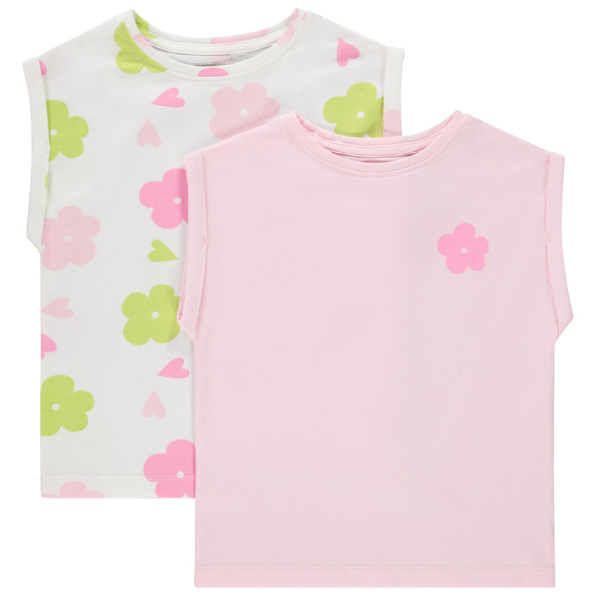 Lot de 2 t-shirts manches courtes forme boîte pour fille