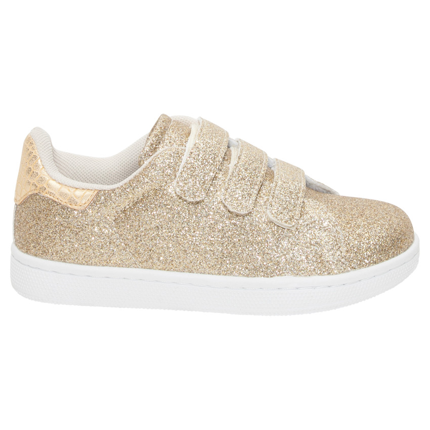 Baskets basses paillettes dor es et triple scratch