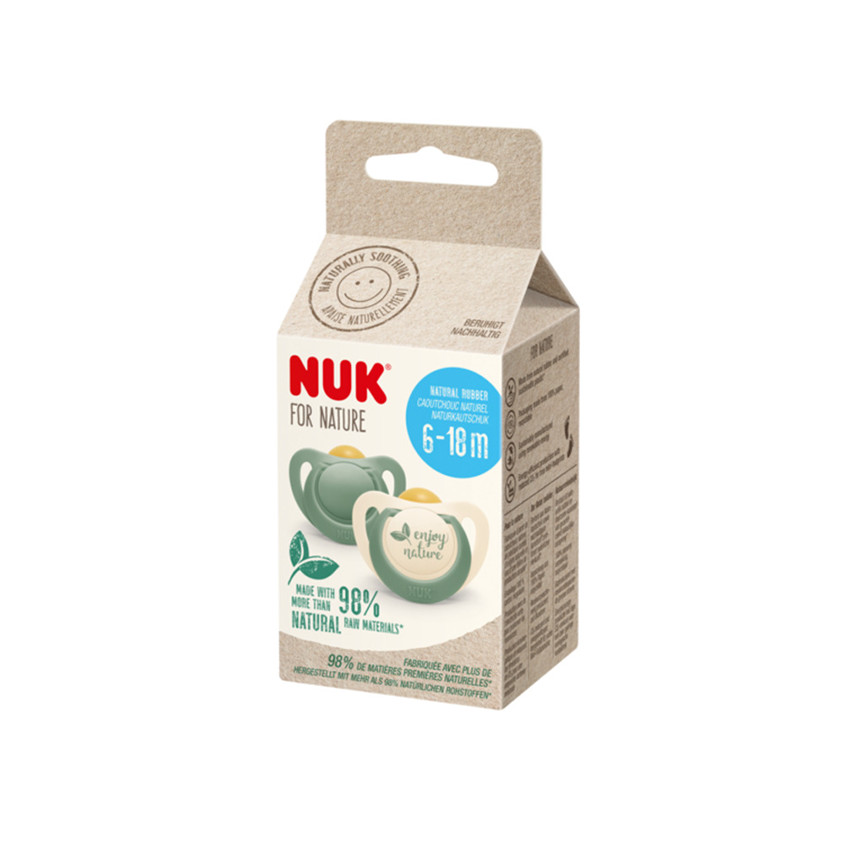 Lot de 2 sucettes caoutchouc For Nature 6-18M eucalyptus 