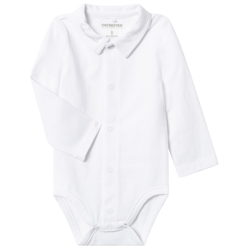 Body manches longues en coton à col polo