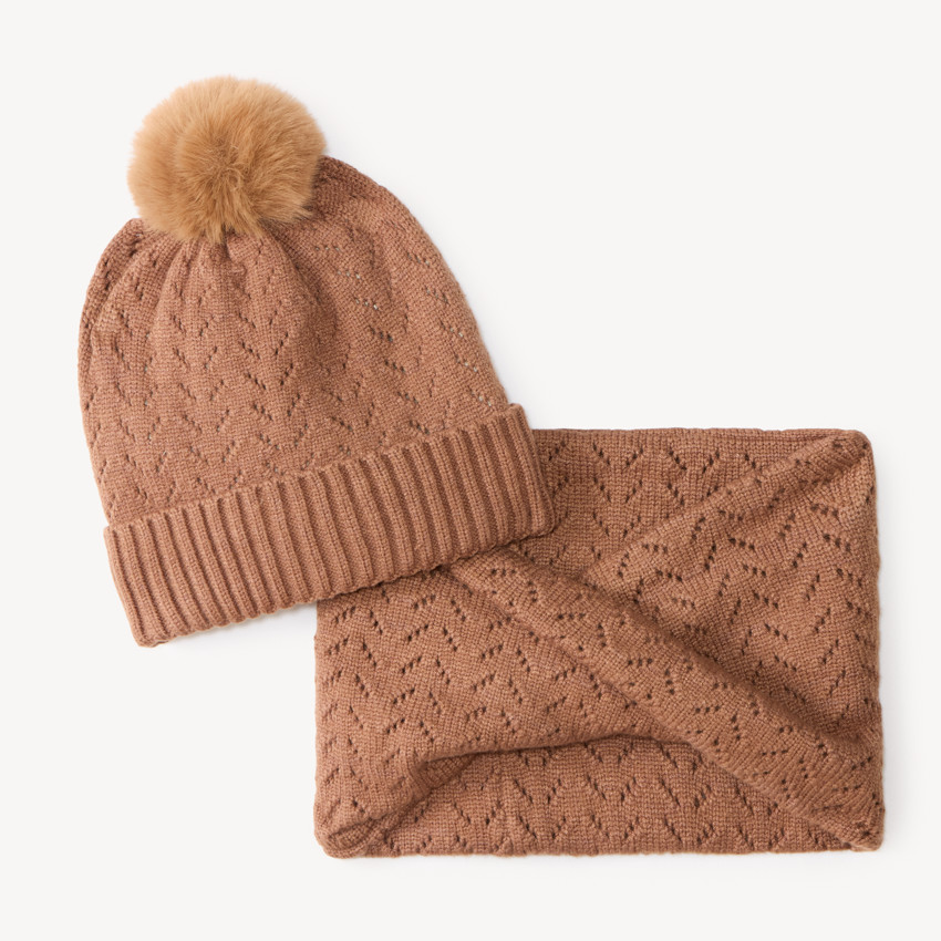 Ensemble bonnet et snood fille
