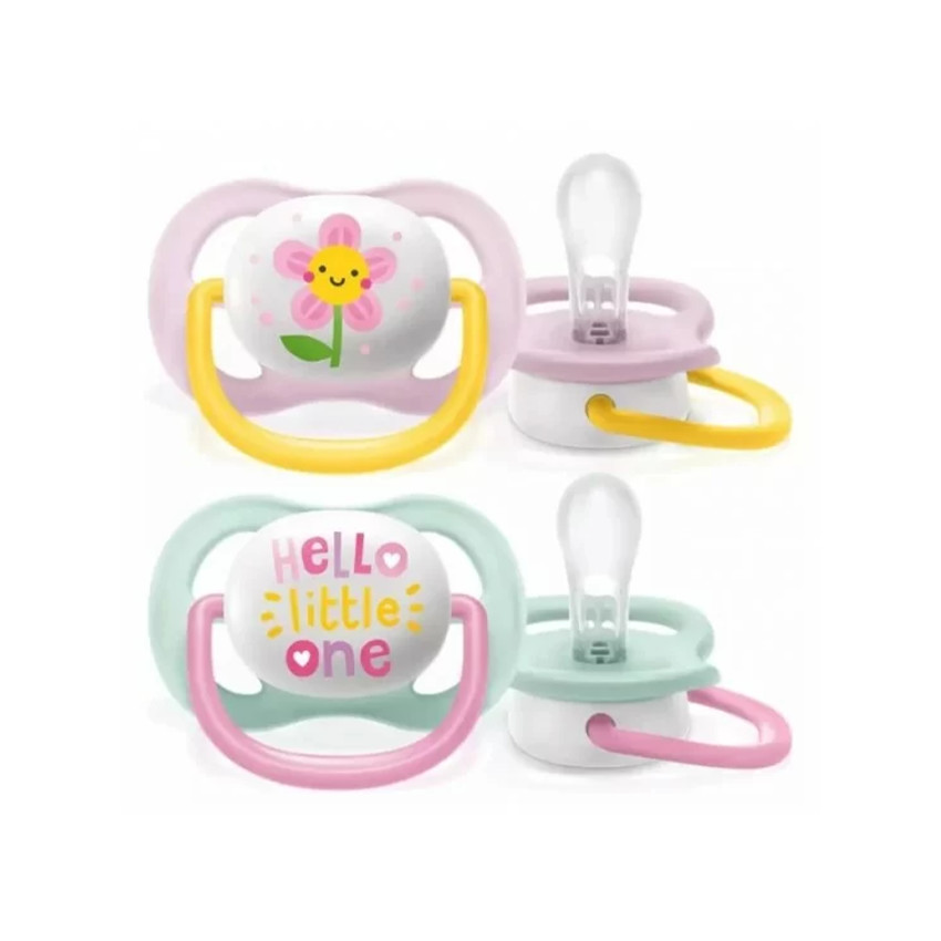 Lot de 2 sucettes silicone Ultra Air 0-6M happy (modèle aléatoire) 
