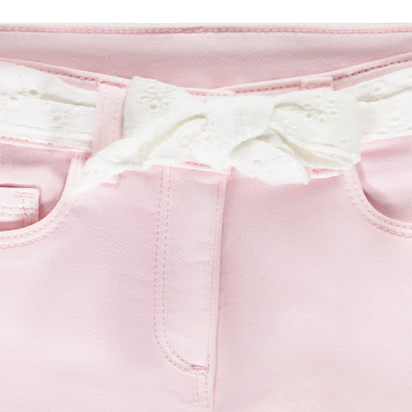 Short effet jean avec ceinture en broderie anglaise pour fille 